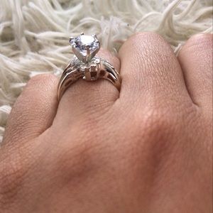 .925 silver sterling ring zirconia stone engagement